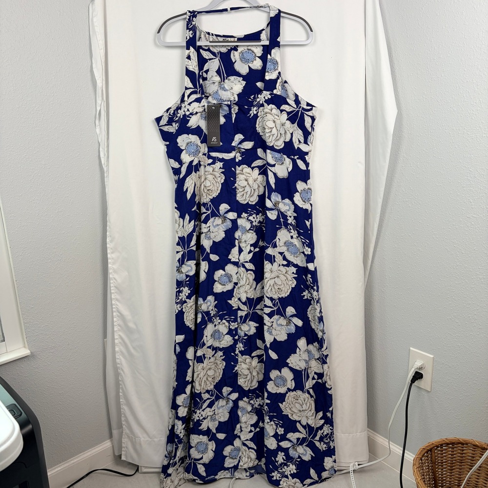 Anself Floral Halter Maxi Dress 5XL Blue White - Picture 3 of 9